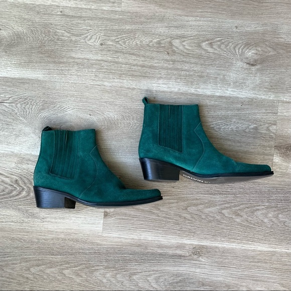 Calvin Klein Barbara Bootie In Green Suede - Picture 3 of 7